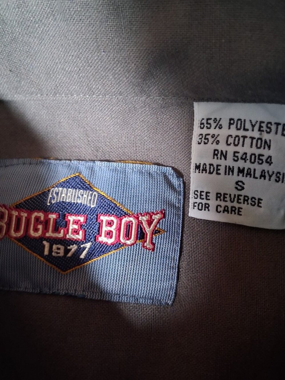 Vintage 1990s Bugle Boy Shirt Small Gray Button Down Collared Retro Grunge - Picture 8 of 12